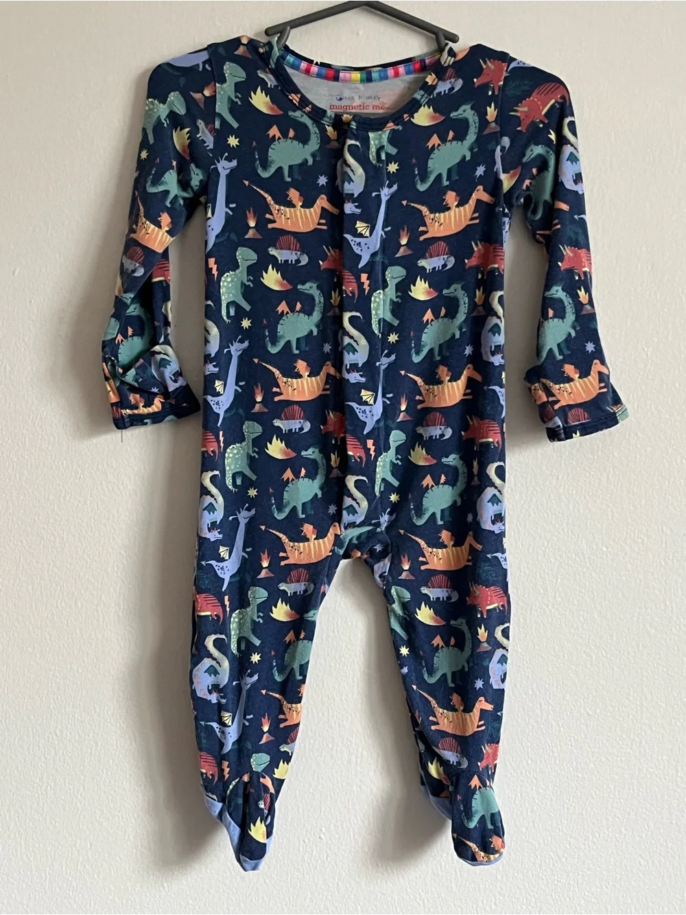 Magnetic Me Navy Dino Print Footed One-Piece size 3-6 months